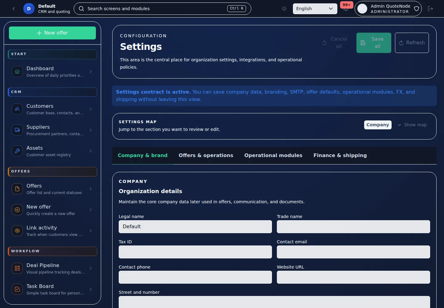 Admin Settings