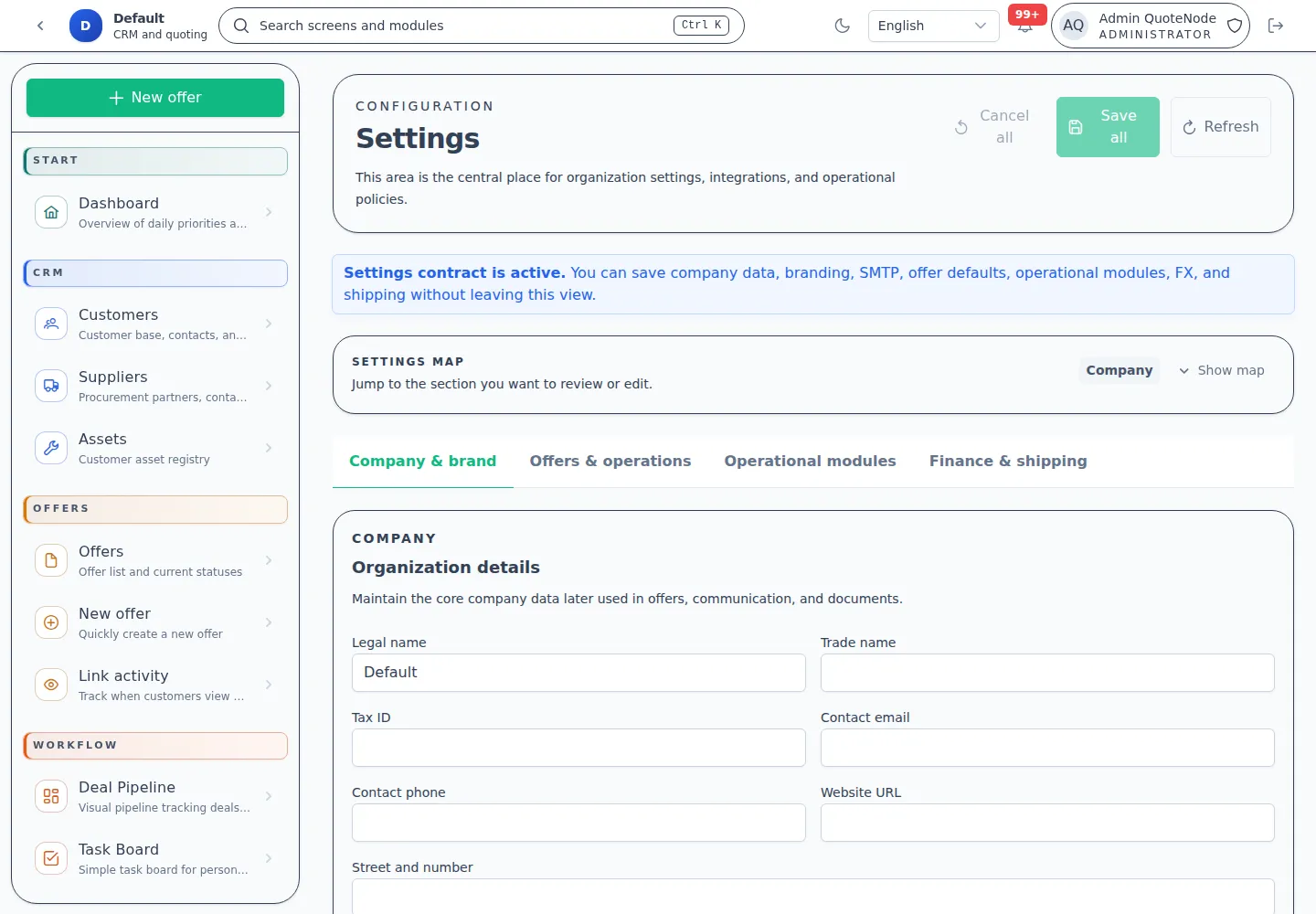 Admin Settings